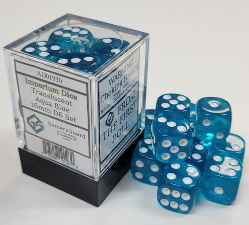 Translucent Aqua Blue Acrylic 16mm D6 Set