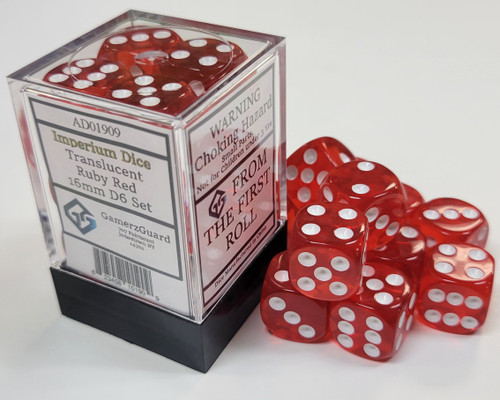 Translucent Ruby Red Acrylic 16mm D6 Set
