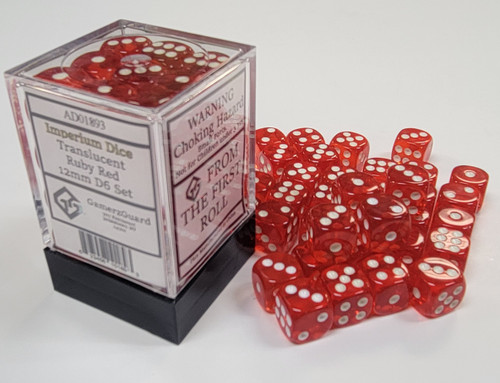 Translucent Ruby Red Acrylic 12mm D6 Set