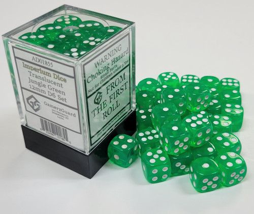 Translucent Jungle Green Acrylic 12mm D6 Set