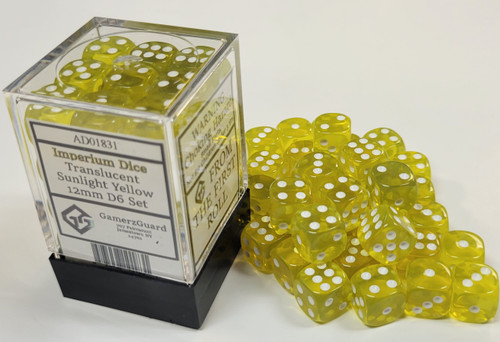 Translucent Sunlight Yellow Acrylic 12mm D6 Set