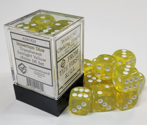 Translucent Sunlight Yellow Acrylic 16mm D6 Set