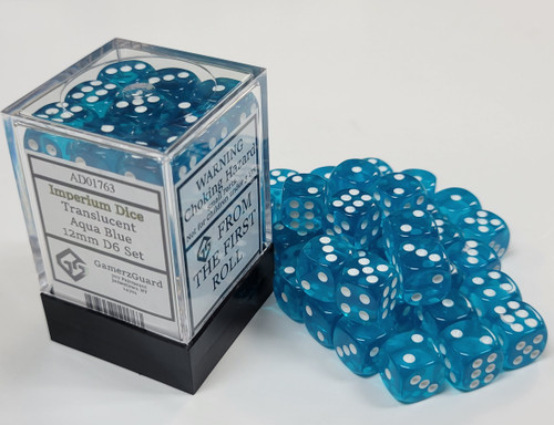 Translucent Aqua Blue Acrylic 12mm D6 Set