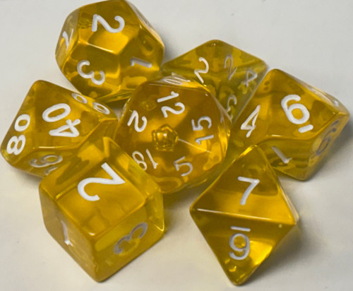 Translucent Gold Acrylic 7 Dice Set