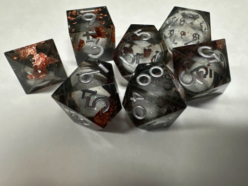 Winter Night Glitter Core Resin 7 Dice Set