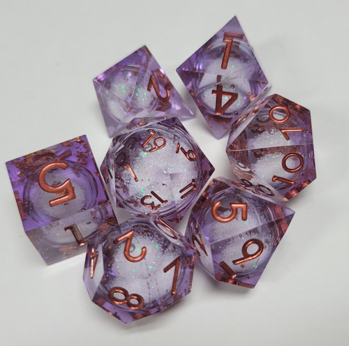Magical Winter Glitter Core Resin 7 Dice Set