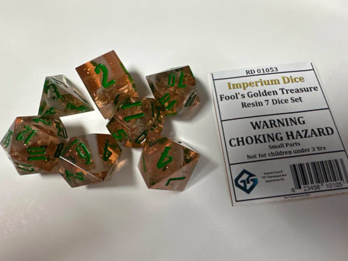 Fools Golden Treasure Resin 7 Dice Set