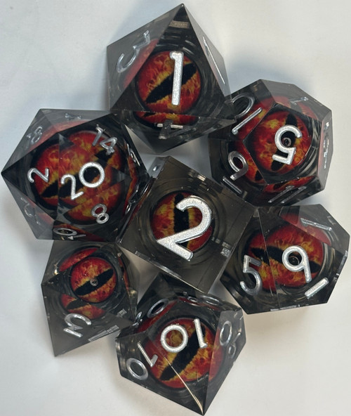Trophy of the Beast Dragon Eyes Resin 7 Dice Set