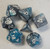 Blue Silver Acrylic 7 piece Polyhedral dice set