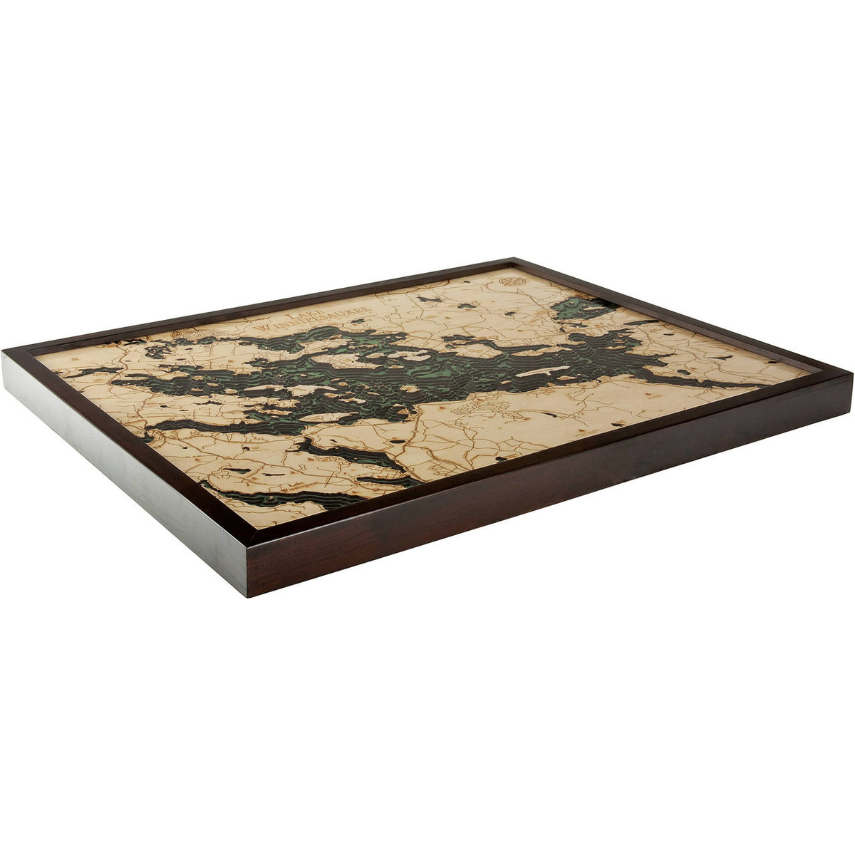 Lake Winnipesaukee Wooden Map Art | Topographic 3D Chart