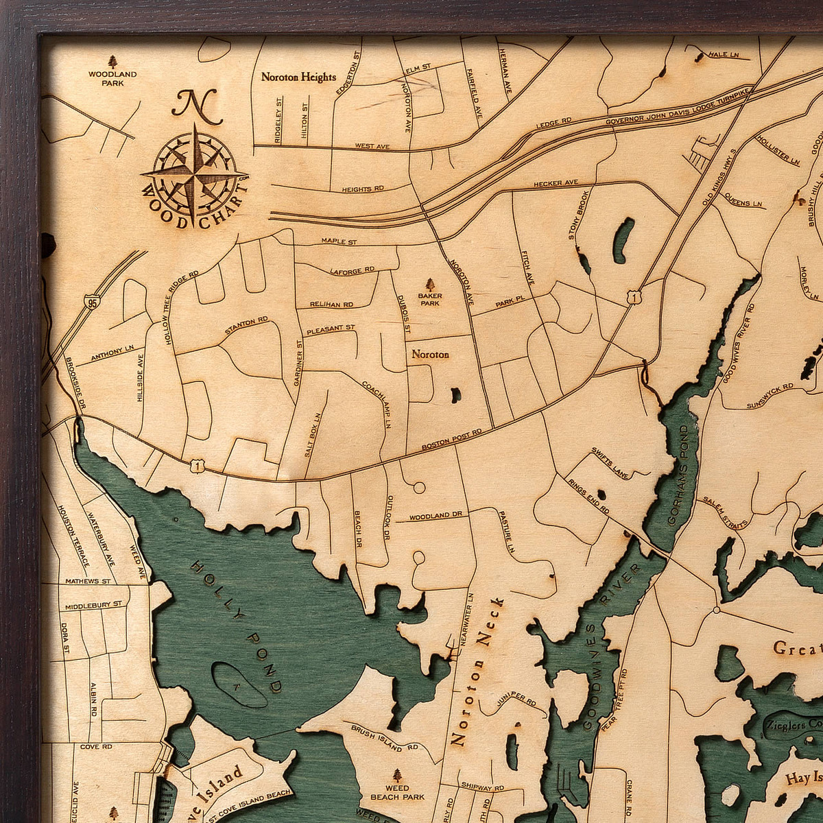 Darien Wooden Map Art Topographic 3D Chart
