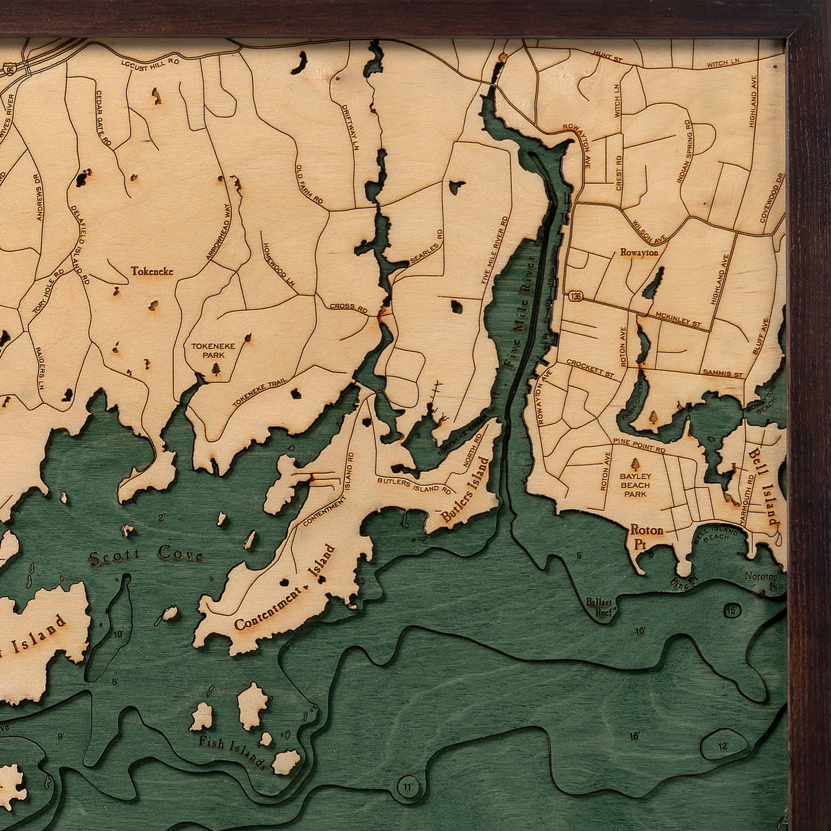 Darien Wooden Map Art Topographic 3D Chart