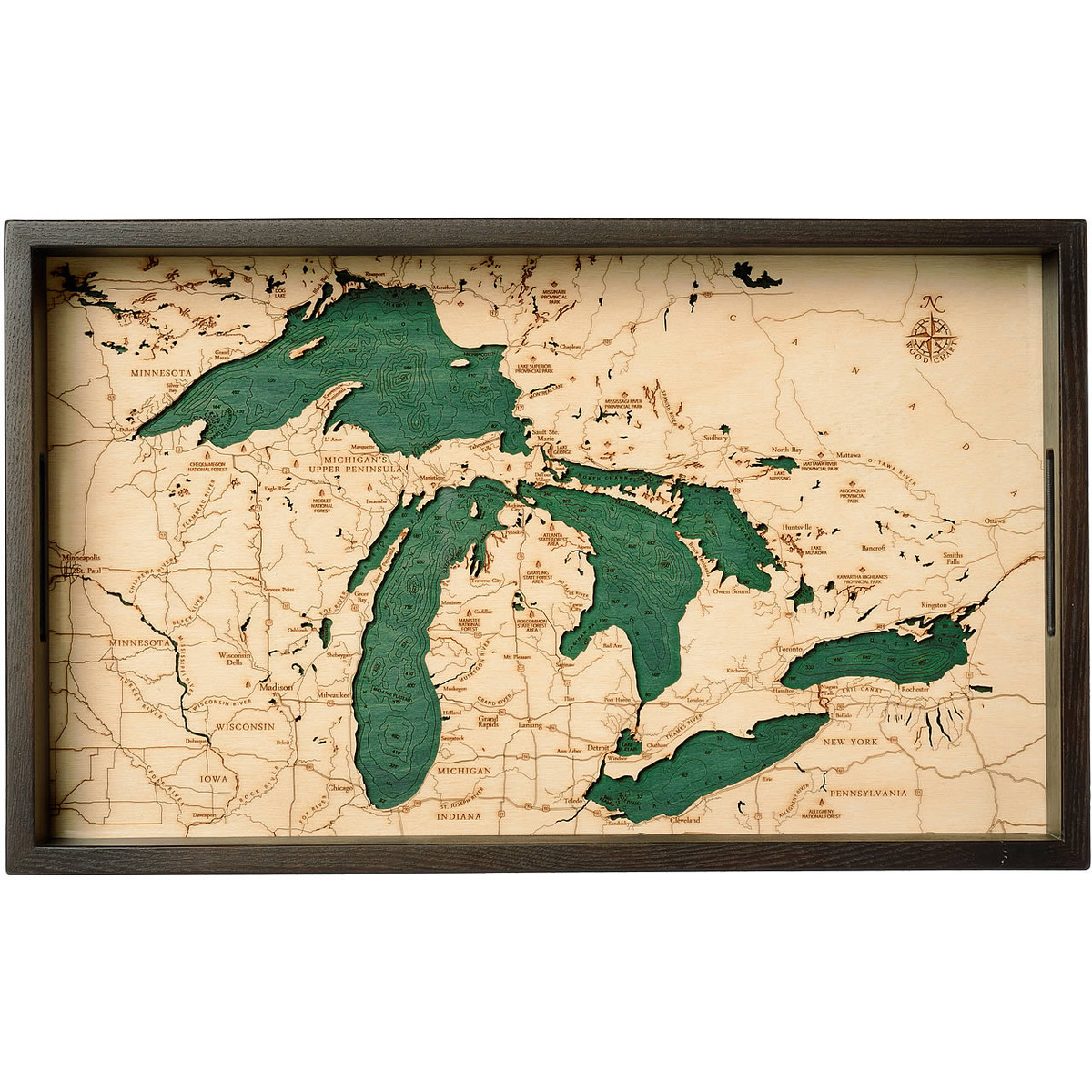 The Great Lakes Wooden Serving Tray Wood Platter