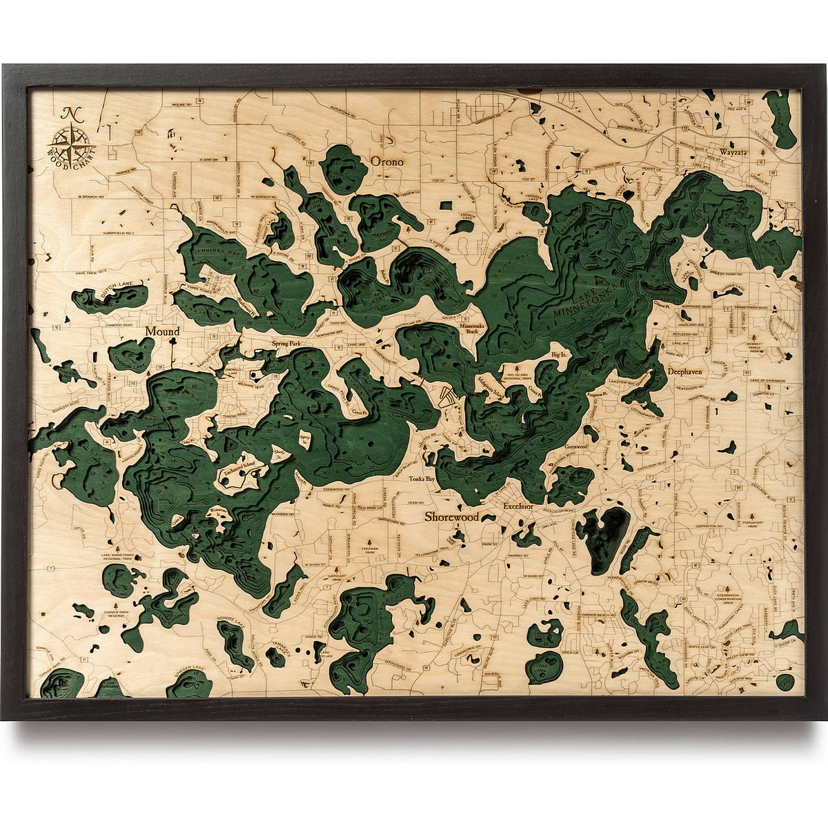 Lake Wooden Map Art Topographic 3D Chart