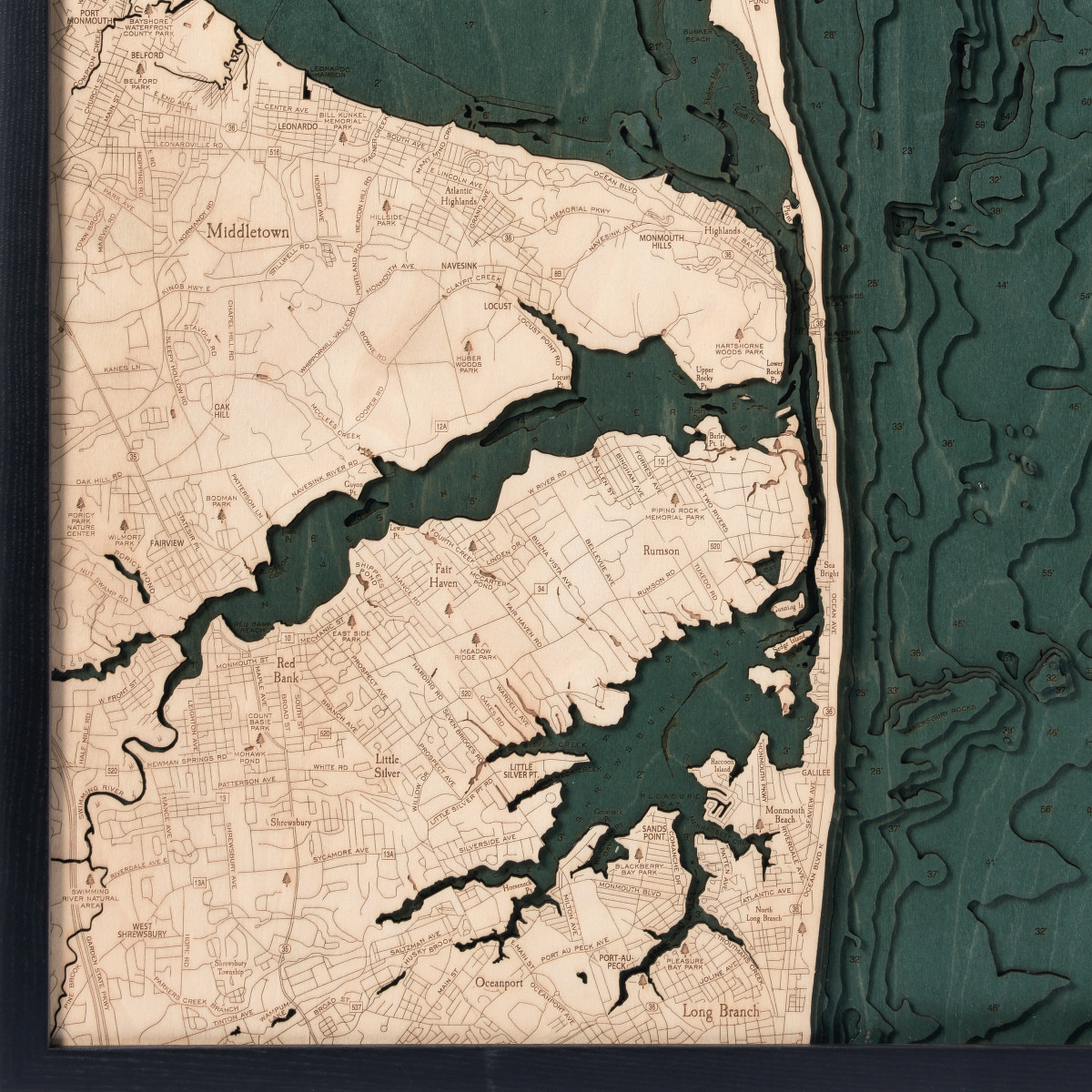 Rumson New Jersey Topographic 3D Chart