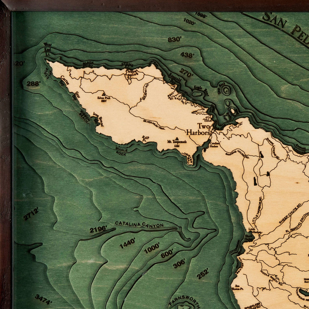 Catalina Island Wooden Map Art Topographic 3D Chart