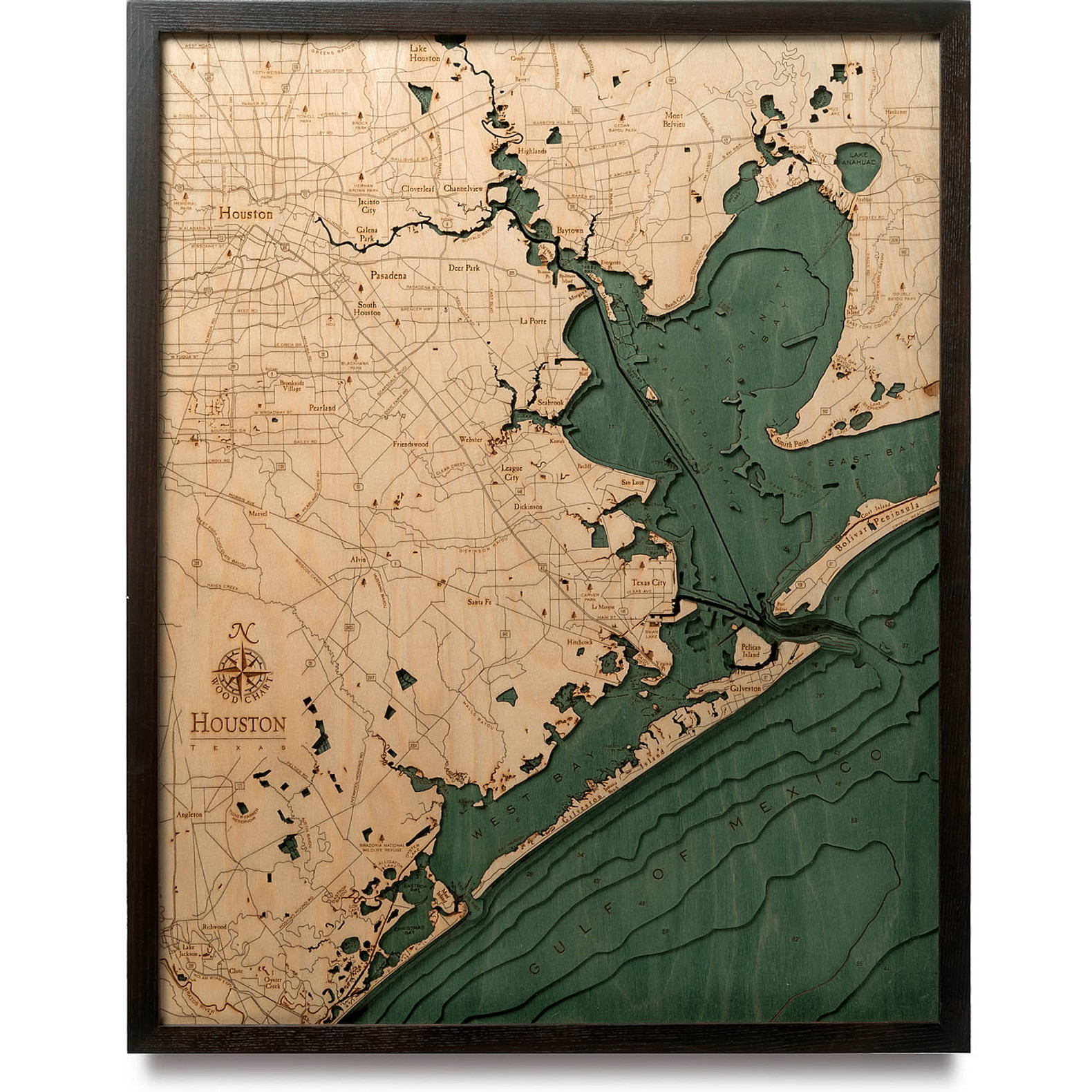 Lake Fork, Texas 3D Wooden Map