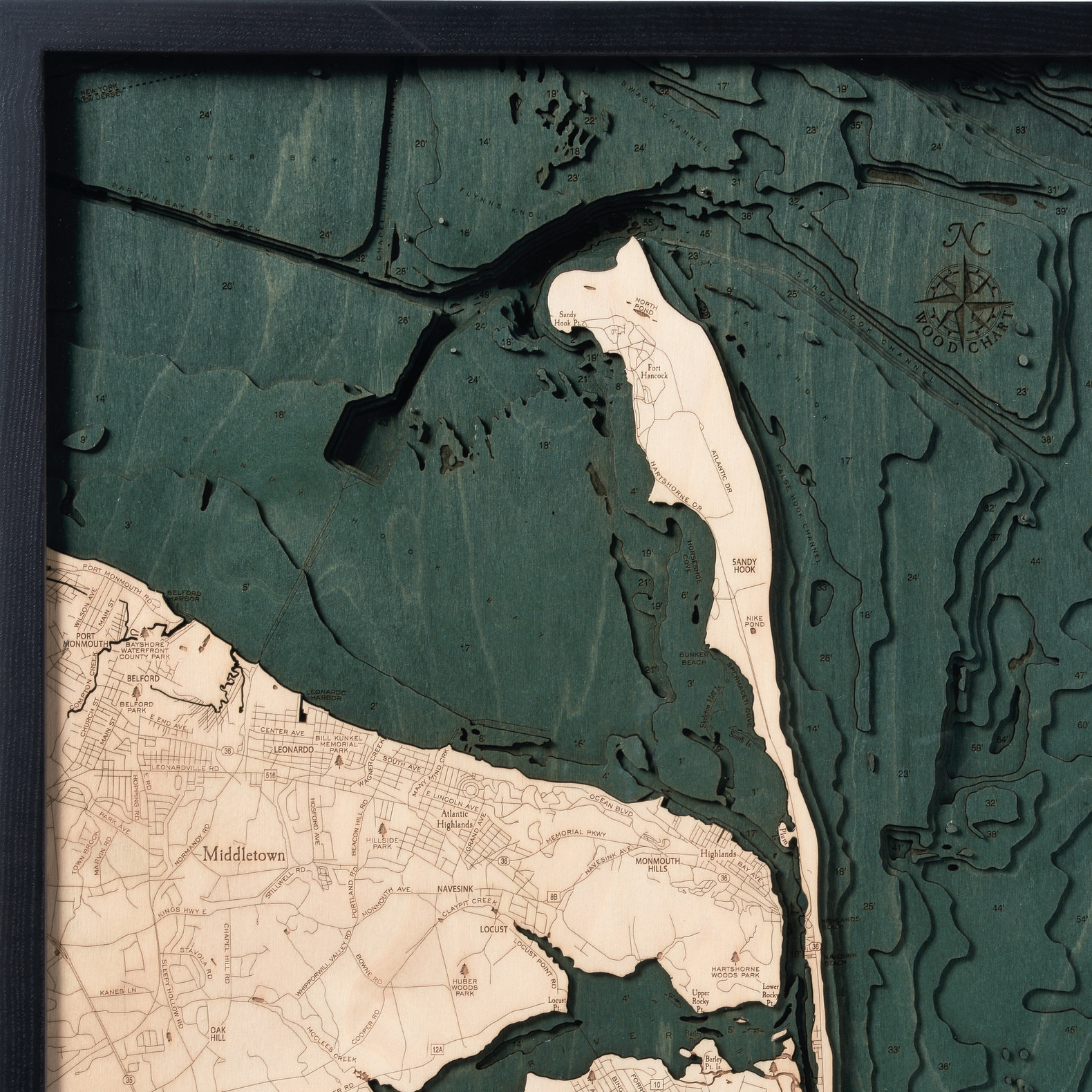 Rumson New Jersey Topographic 3D Chart