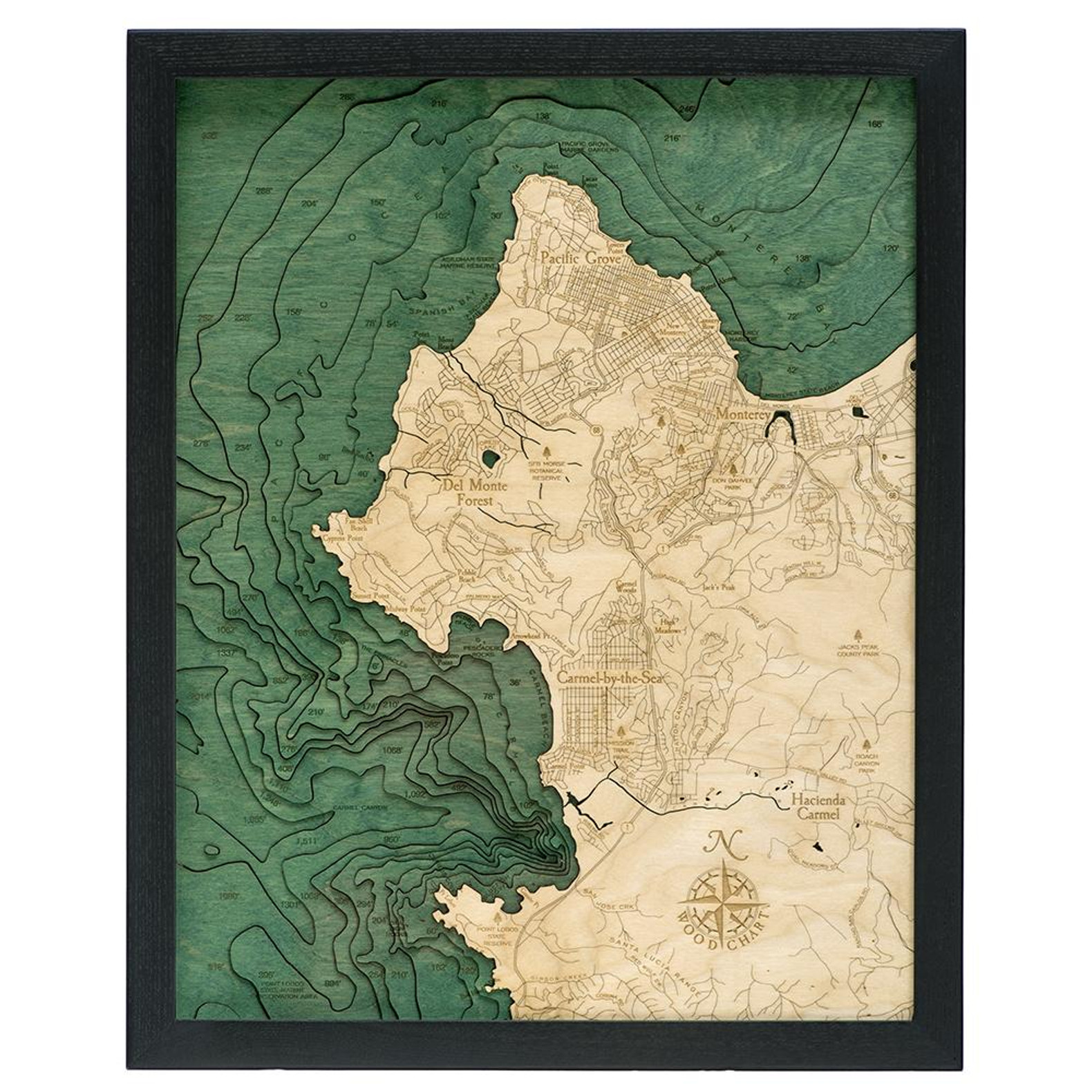 Carmel Monterey Nautical Wood Maps Topographic 3D Chart   Me Mcar D2s Main  94702.1672258004 