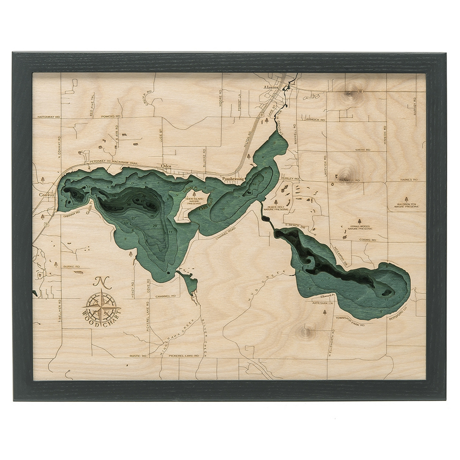 Crooked Lake Wooden Map Art