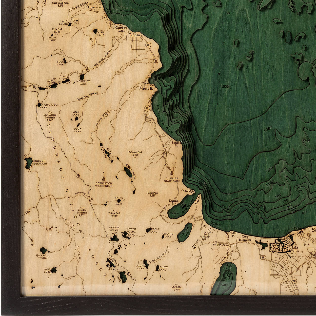 Plateau De Service En Bois – Carte Topographique Du Lake Tahoe