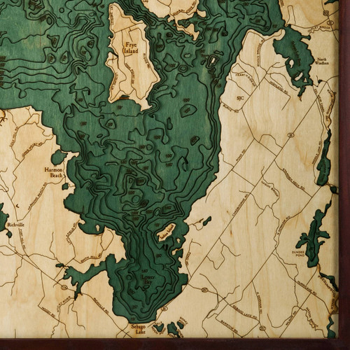 Sebago Lake Wooden Map Art Topographic 3D Chart