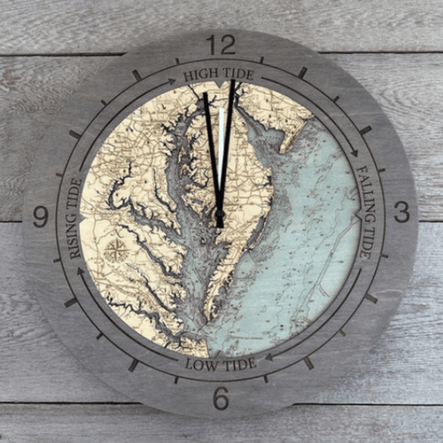 Nautical Wood Maps Chesapeake Bay Tide & Time Clock