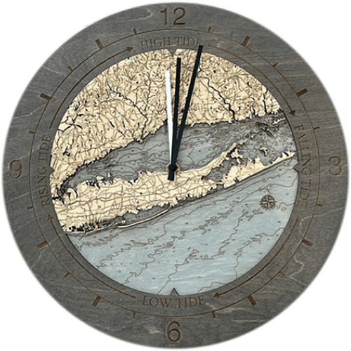 Nautical Wood Maps Long Island Tide & Time Clock