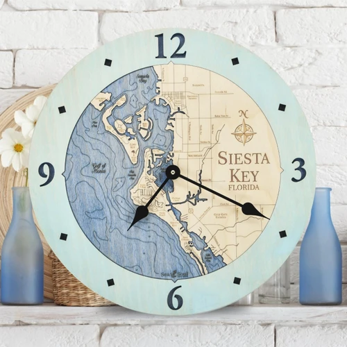 Siesta Key Nautical Wood Clock