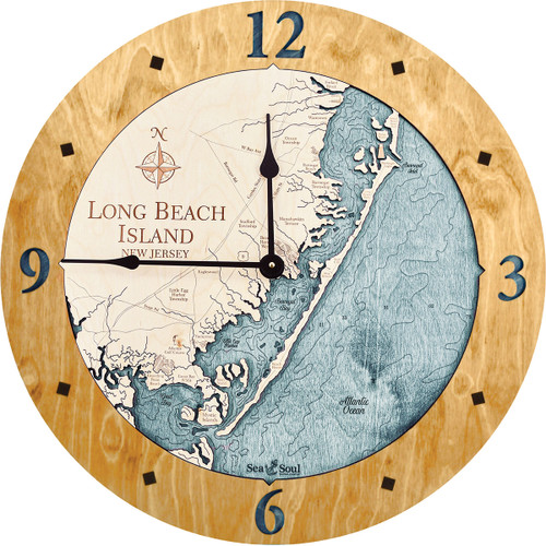 Long Beach Nautical Topographic Wood Clock - Customizable Long Beach Nautical Topographic Wood Clock - Customizable