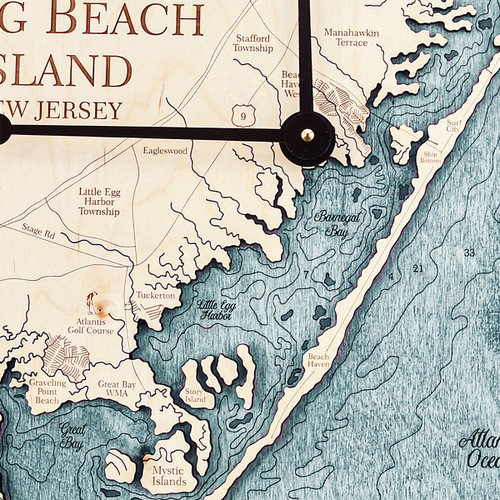 Long Beach Nautical Topographic Wood Clock - Customizable Long Beach Nautical Topographic Wood Clock - Customizable