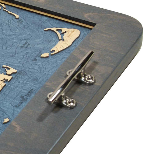 Cape Cod Nautical Map Serving Tray with Boat Cleat Handles Cape Cod Nautical Map Serving Tray with Boat Cleat Handles