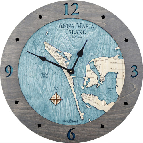 Anna Maria Nautical Topographic Wood Clock - Customizable
