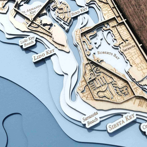Sarasota 3D Topographic Wood Map