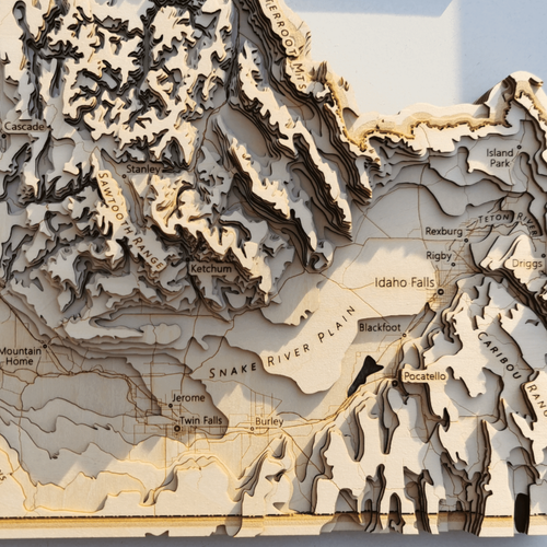 Idaho 3D Topographic Wood Map