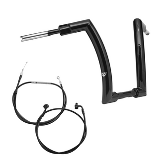 Kit Guidão Front King Rhino 2” + Cabos Mecânicos com Acelerador Eletrônico para Harley-Davidson Softail Low Rider S - Preto