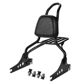 Sissy Bar King 20" Destacável com Bagageiro Removível para Harley-Davidson Softail Sport Glide - Preto