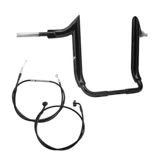 Kit Guidão Diablo Rhino 2" + Cabos Mecânicos com Embreagem Mecânica para Harley-Davidson Touring Electra Glide - Preto