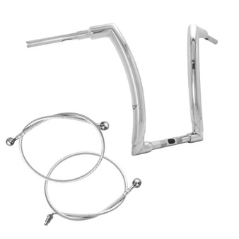 Kit Guidão Front King Rhino 2" + Cabos Mecânicos com Embreagem Hidráulica para Harley-Davidson Touring Road Glide - Inox Polido