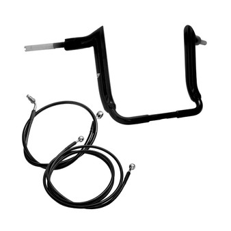 Kit Guidão Mad Dogger Rhino 2" + Cabos Mecânicos com Embreagem Hidráulica para Harley-Davidson Touring Electra Glide - Preto