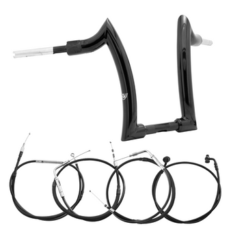 Kit Guidão Front Diablo Rhino 2” + Cabos Mecânicos sem Acelerador Eletrônico para Harley-Davidson Softail Fat Boy - Preto