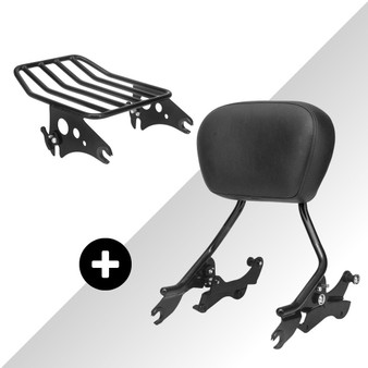 Kit Sissy Bar King Low 16" + Dockings + Bagageiro para Harley-Davidson Touring Street Glide - Preto