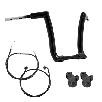 Kit Guidão Rogue Rhino 2” + Riser + Cabos Mecânicos com Acelerador Eletrônico para Harley-Davidson Softail Breakout - Preto