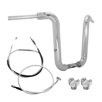 Kit Guidão Ape Classic Rhino 2” + Riser + Cabos Mecânicos com Acelerador Eletrônico para Harley-Davidson Softail Deluxe - Inox Polido