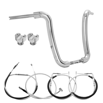 Kit Guidão Ape Curve Rhino 2” + Riser + Cabos Mecânicos sem Acelerador Eletrônico para Harley-Davidson Softail Deluxe - Inox Polido