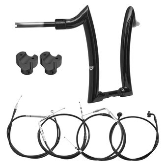 Kit Guidão Diablo Rhino 2” + Riser + Cabos Mecânicos sem Acelerador Eletrônico para Harley-Davidson Softail Deluxe - Preto