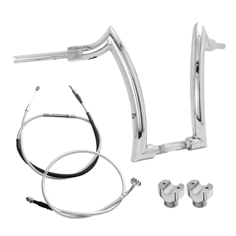 Kit Guidão Front Diablo Rhino 2” + Riser + Cabos Mecânicos com Acelerador Eletrônico para Harley-Davidson Softail Deluxe - Inox Polido