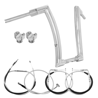 Kit Guidão Front King Rhino 2” + Riser + Cabos Mecânicos sem Acelerador Eletrônico para Harley-Davidson Softail Deluxe - Inox Polido