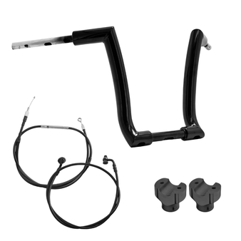 Kit Guidão Rogue Rhino 2” + Riser + Cabos Mecânicos com Acelerador Eletrônico para Harley-Davidson Softail Deluxe - Preto