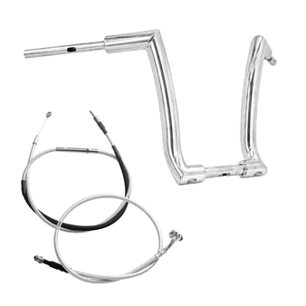 Kit Guidão Rogue Rhino 2” + Cabos Mecânicos com Acelerador Eletrônico para Harley-Davidson Softail - Inox Polido